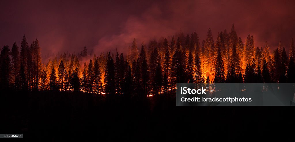 Forest Fire Panorama Panorama of the King Fire in Pollock Pines CA that burned over 70,000 acres Forest Fire Stock Photo