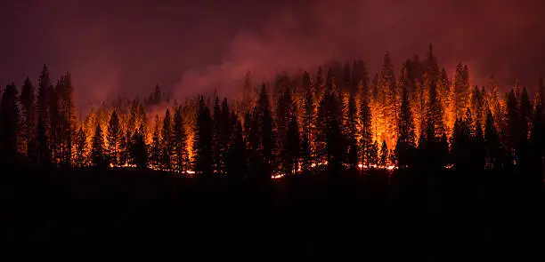 Panorama of the King Fire in Pollock Pines CA that burned over 70,000 acres
