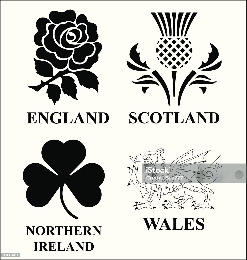 United Kingdom emblems United Kingdom monochrome emblem set isolated on white background Scotland stock vector