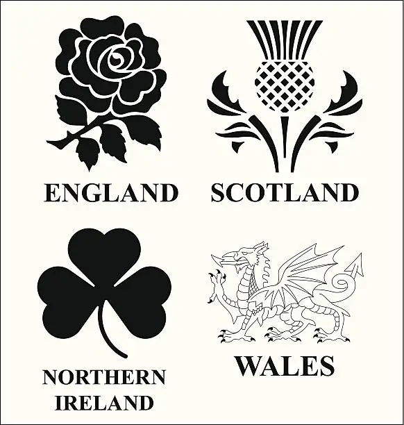 Vector illustration of United Kingdom emblems