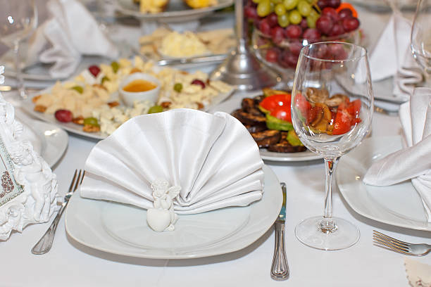 istock cutlery on the white banquet table in restaurant 515518632