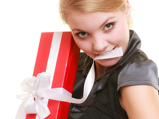 istock holidays love happiness concept - girl with gift box 515518827