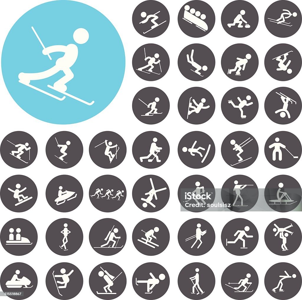 Set of winter sport icons. Illustration eps10 Cross-Country Skiing stock vector