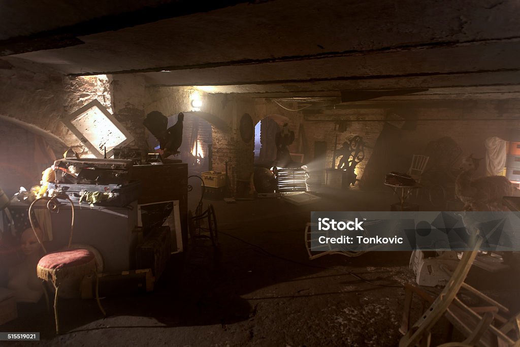 Spooky horror basement Spooky darkness basement Basement Stock Photo