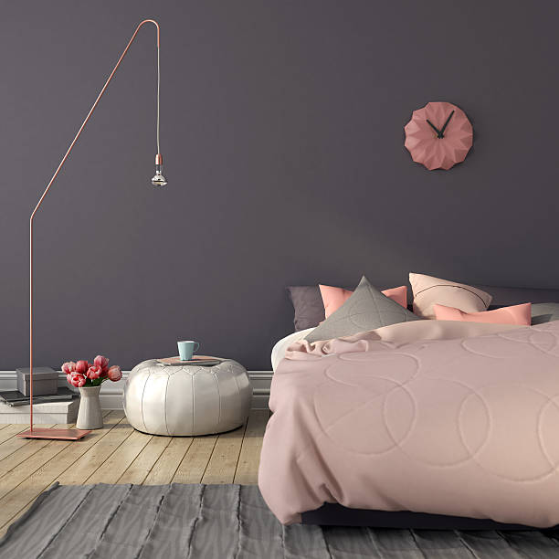 istock Bedroom in pink and gray color 515519362