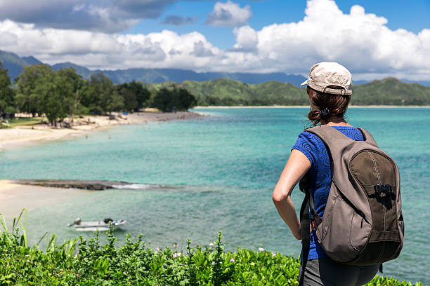 istock Woman Tourist Looking at Kailua Beach Landscape 515519363