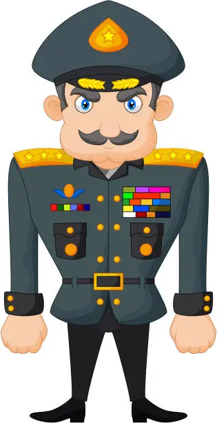 Vector illustration of Cartoon military general