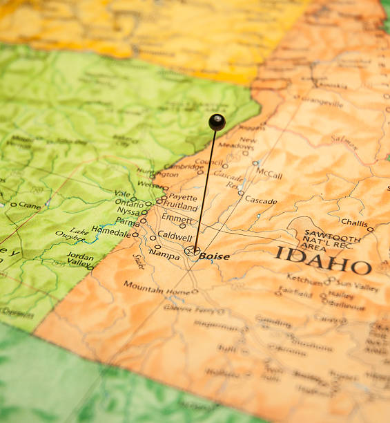 istock Macro Travel Road Map Of Boise Idaho 515520203