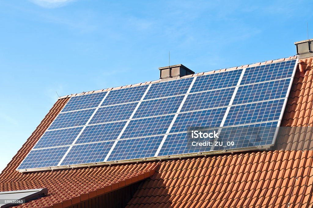 Solar panel Solar panel on a tile roof Solar Panel Stock Photo