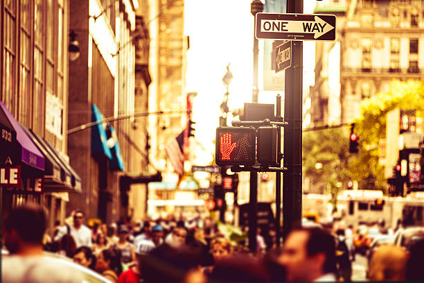 People on the street in New York downtown.