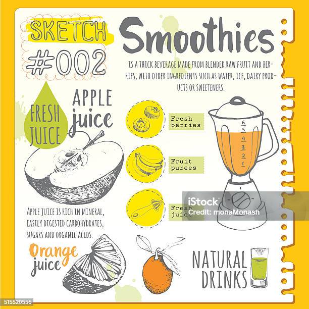 Food Sketchbook Useful Drinks In Sketch Style Stock Illustration - Download Image Now - Recipe, Sketch Pad, Backgrounds