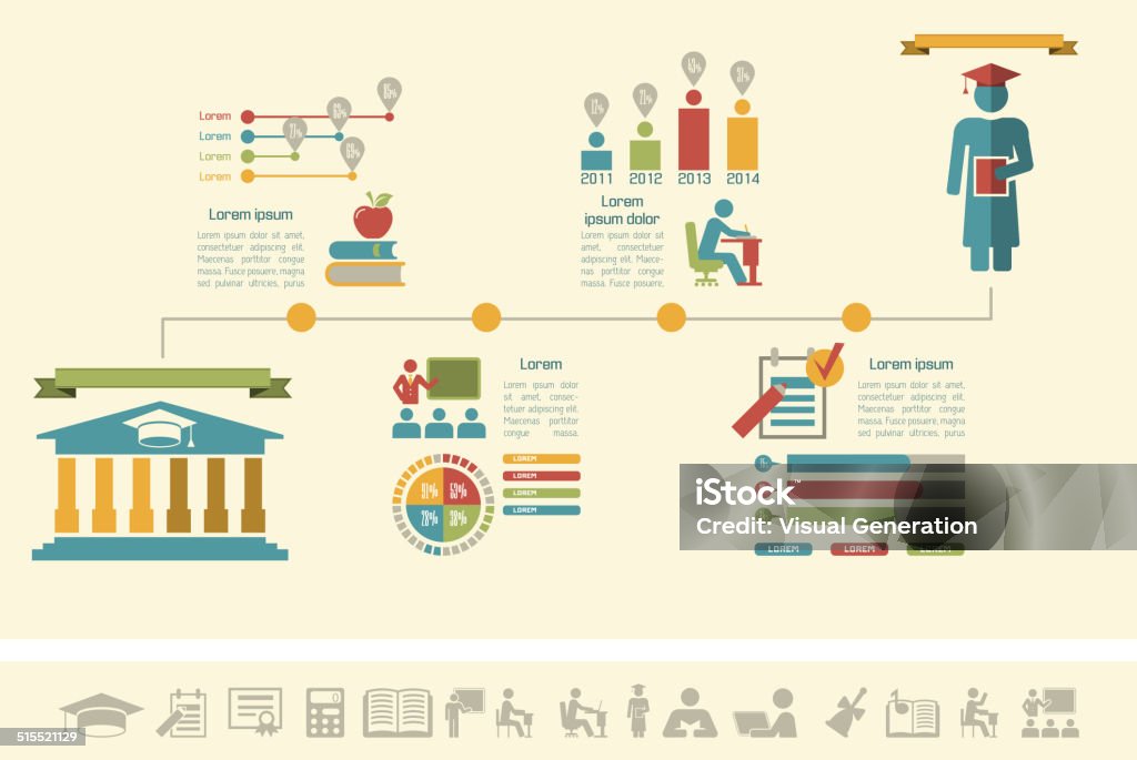 Education Infographics. Education Infographic Elements plus Icon Set. Vector. University stock vector