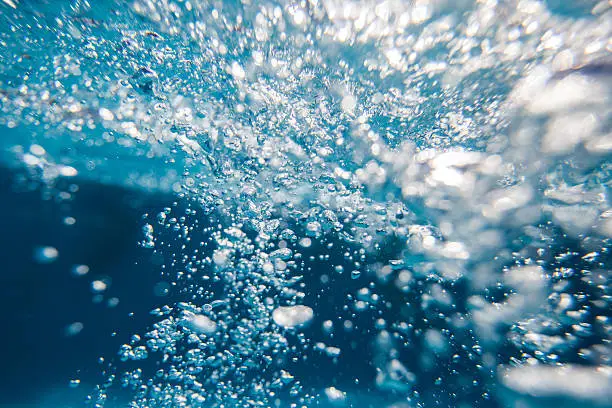 bubbles of water on blue background