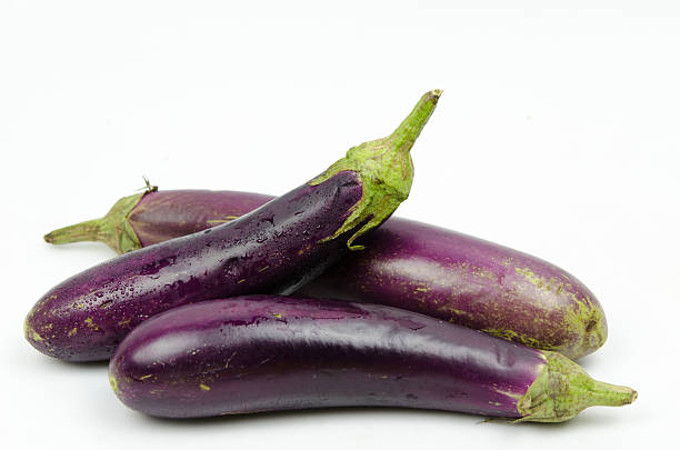 eggplants 白背景 - eggplant cut out vegetable food ストックフォトと画像