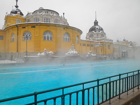 Szechenyi spa bath, Budapest, Hungary. Szechenyi Medicinal Bath is the largest medicinal bath in Europe.