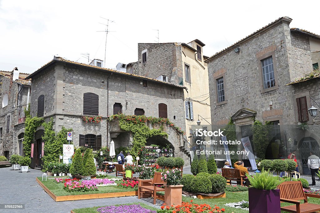 San Pellegrino in Fiore in Viterbo Viterbo, Italy - May 04, 2014: Exhibition "San Pellegrino in Fiore in Viterbo." The event in San Pellegrino in Fiore sees the historic city of Viterbo with floral decorations in the streets and squares Brick Stock Photo