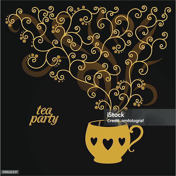 Card With Teacup Stock Illustration - Download Image Now - Alcohol - Drink, Art, Art And Craft