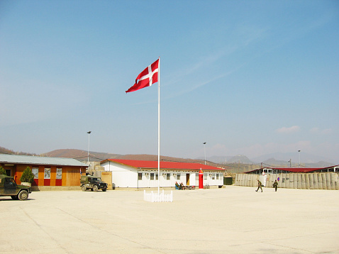 A Denmark army base and it's flag