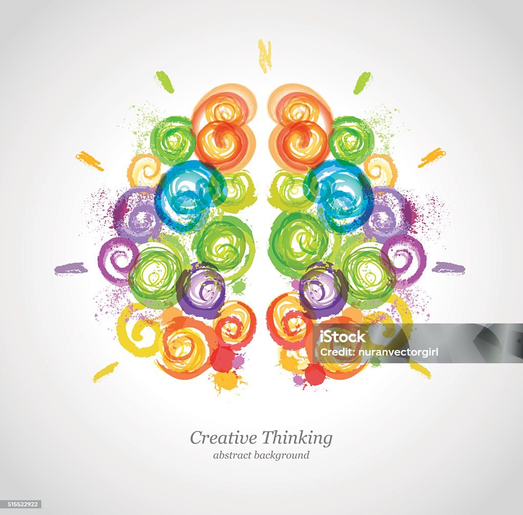 Creative Human Brain in the Work.  Conceptual Vector Background for Business and Education.  Multi Colored stock vector