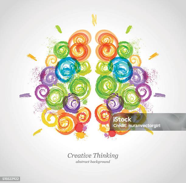 Creative Human Brain In The Work Stock Illustration - Download Image Now - Multi Colored, Mental Health, Abstract