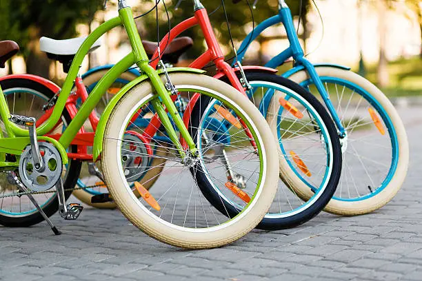 Photo of Three beautiful lady city bikes.