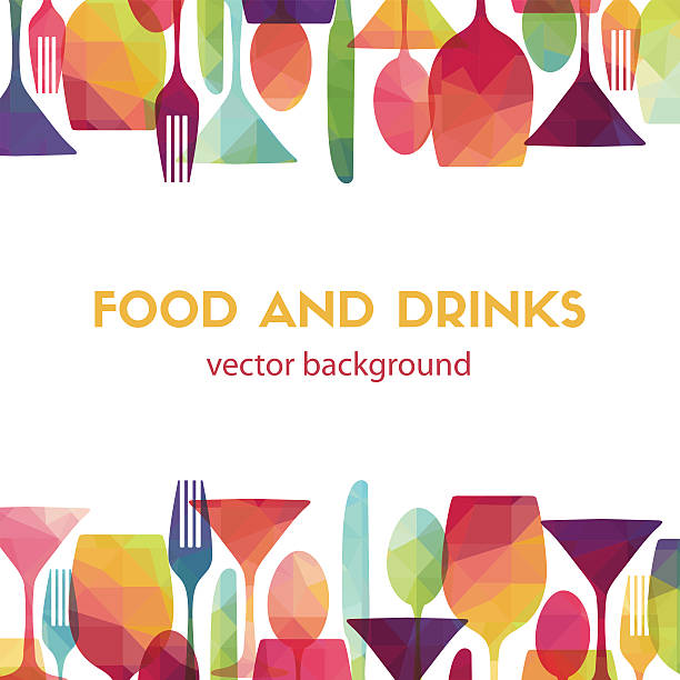 ilustrações de stock, clip art, desenhos animados e ícones de alimentos e bebidas. ilustração vetorial - eating utensil elegance silverware fine dining