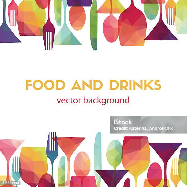 Food And Drinks Vector Illustration Stock Illustration - Download Image Now - Invitation, Lunch, Dining
