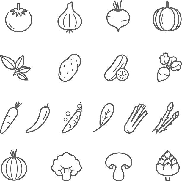 Lines icon set - vegetable vector art illustration