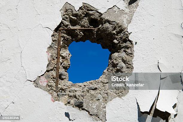 Concrete Wall With Holes Stock Photo - Download Image Now - Hole, Wall - Building Feature, Concrete