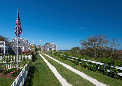 Summer day on Front Road in Sconset on Nantucket Island MA