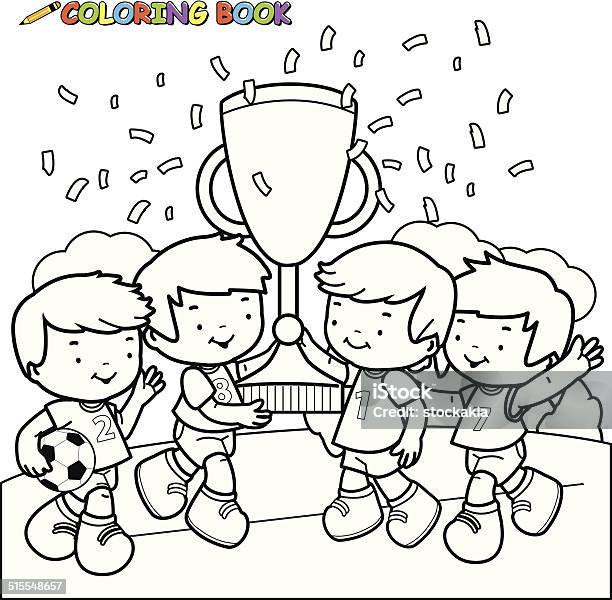 Coloring Book Soccer Kids Winners Stock Illustration - Download Image Now - Coloring, Soccer, Soccer Ball