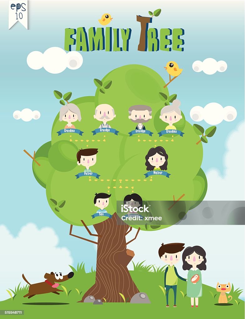 family tree template info graphics vector/illustration Gradient Mesh Adult stock vector