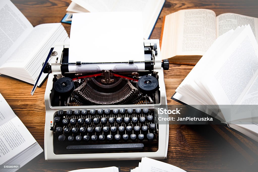 Typewriter with sheet of paper Vintage typewriter Alphabet Stock Photo