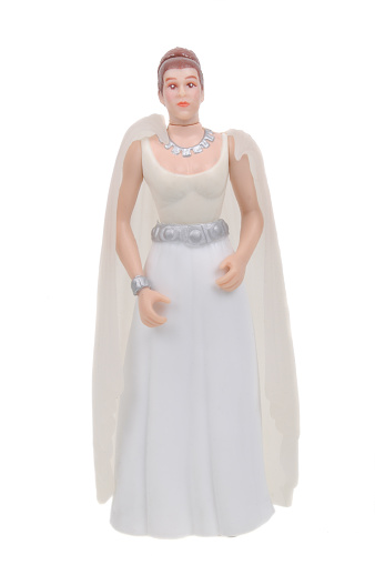 Adelaide, Australia - March 15, 2016:An isolated shot of a Princess Leia action figure from the Star Wars universe.Merchandise from the Star Wars movies are highy sought after collectables.