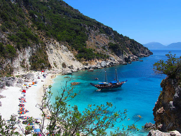 istock Greek island beach and blue sea in Lefkas 515594074