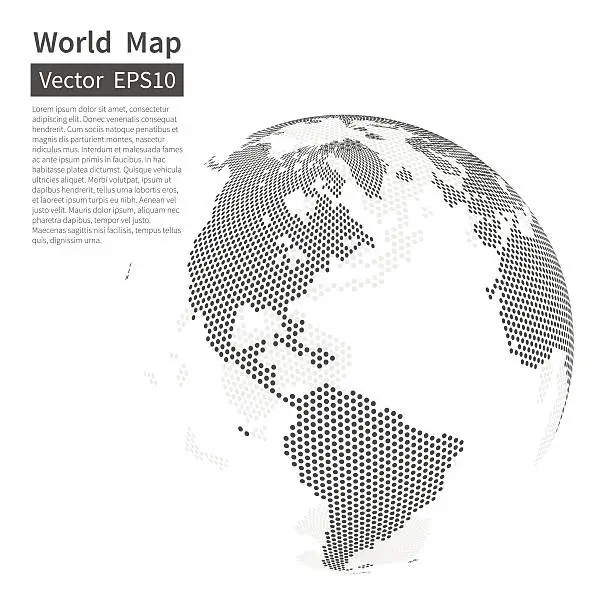 Vector illustration of Dotted World Map Background. Earth Globe. Globalization Concept