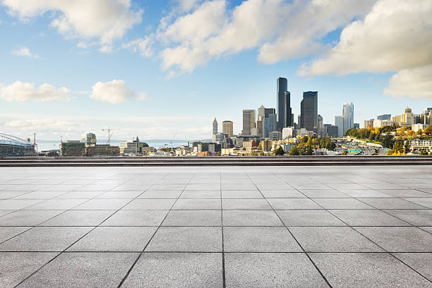 istock empty marble floor with cityscape and skyline of seattle 515596858