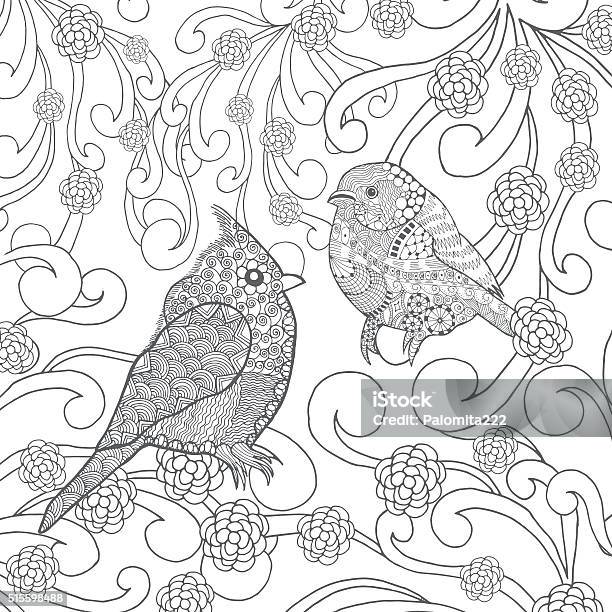 Birds Coloring Page Stock Illustration - Download Image Now - Animals In The Wild, Bird, Coloring