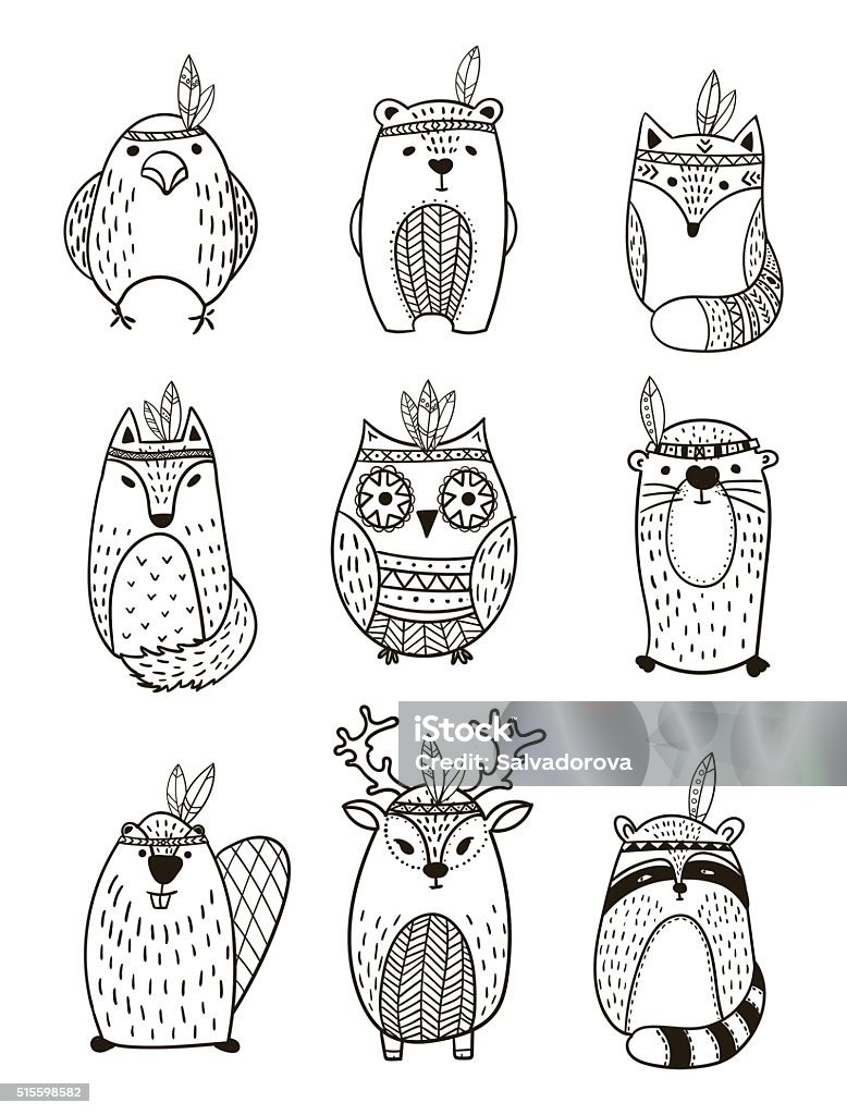 Tribal coleção de animais-Ilustração - Vetor de Castor royalty-free