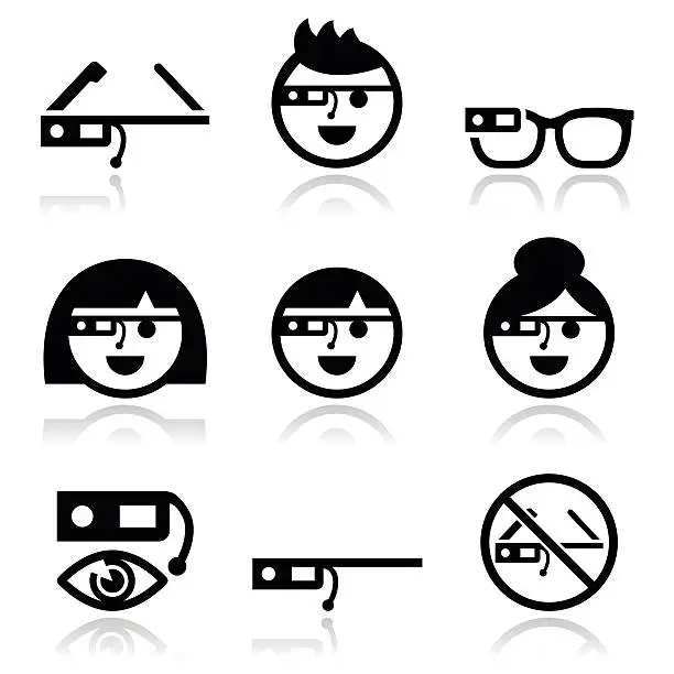 Vector illustration of Google glass vector icons set