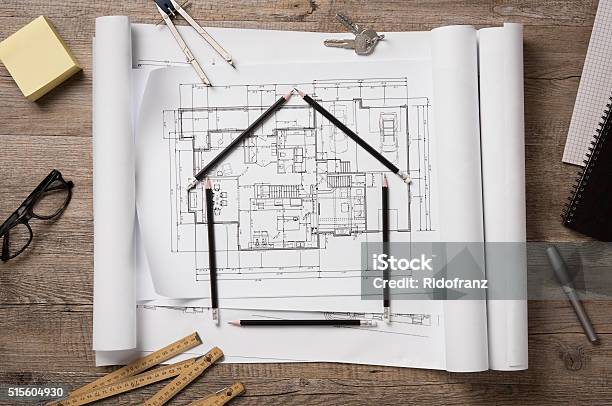 New Home Project Stock Photo - Download Image Now - House, Blueprint, Planning