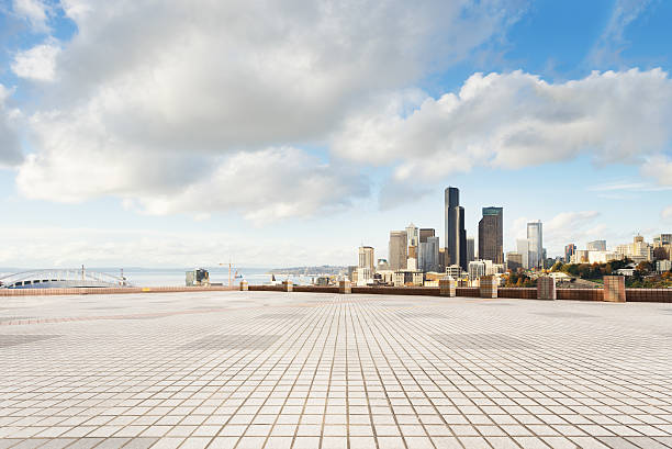 istock empty marble floor with cityscape and skyline of seattle 515605550