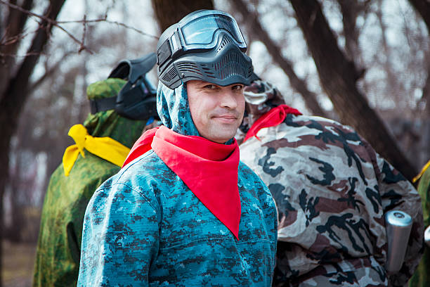 istock Man - paintball player portrait 515605656