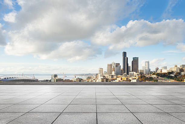 istock empty marble floor with cityscape and skyline of seattle 515605938