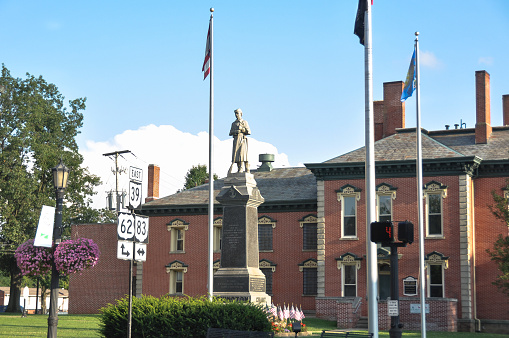 Millersburg,Ohio,USA - August 11, 2013 : The Soldiers Memorial Statue in Courtyard Square