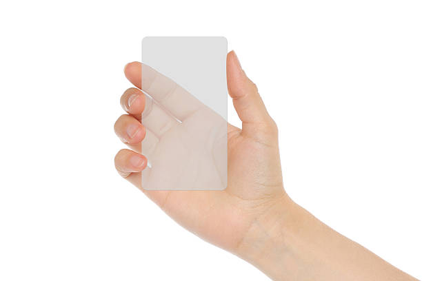 Hand holds transparent card stock photo