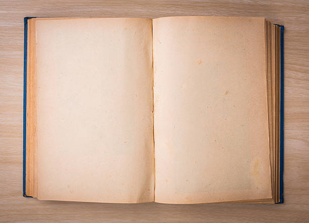 istock Open blank pages of old book on wood background 515630053