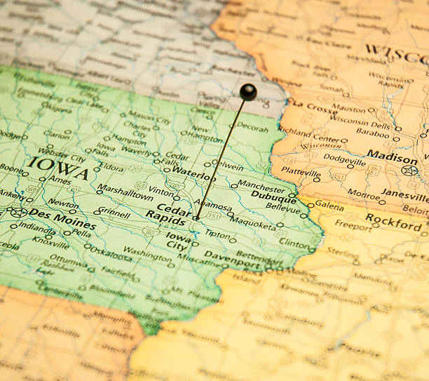 istock Macro travel road map of Cedar Rapids Iowa 515630965