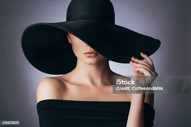 Studio Shot Of Young Beautiful Woman Stock Photo - Download Image Now - Hat, Women, One Woman Only