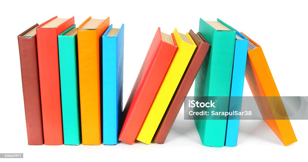 Multi-coloured books. On white background. Multi-coloured books. On a white background. Blue Stock Photo